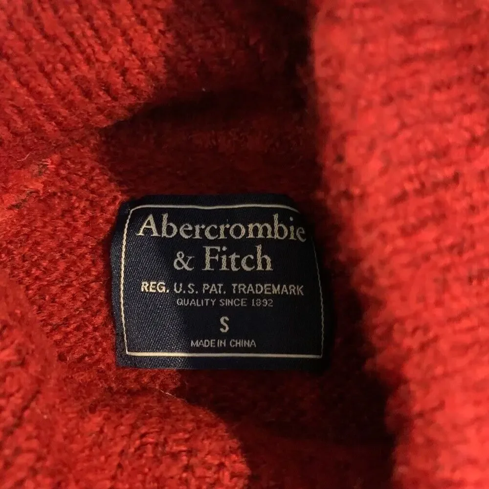 Abercrombie & Fitch Sweater Womens S Small Cardinal Fair Isle Mock Neck Acrylic
